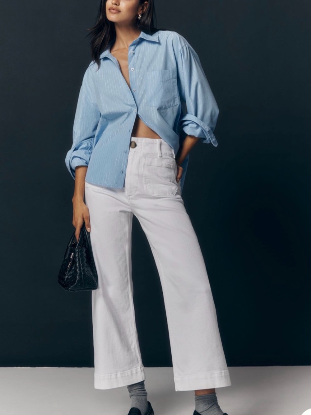 Anthropologie Maeve The Colette Crop Wide Leg Jeans White Size 25